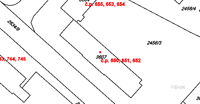 Kolín II 650,651,652, Kolín na parcele st. 3607 v KÚ Kolín, Katastrální mapa