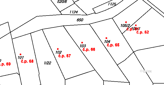 Struhy 66, Čachovice na parcele st. 103 v KÚ Struhy, Katastrální mapa