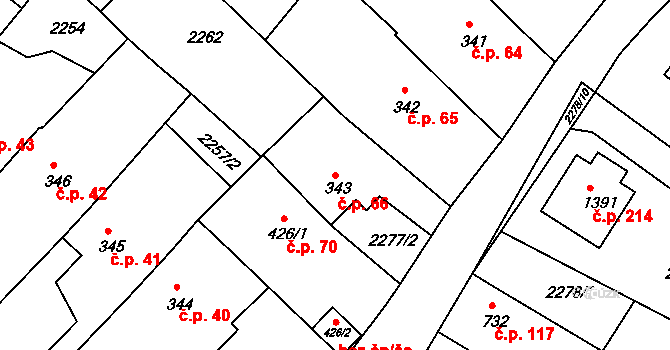 Pecínov 66, Nové Strašecí na parcele st. 343 v KÚ Nové Strašecí, Katastrální mapa