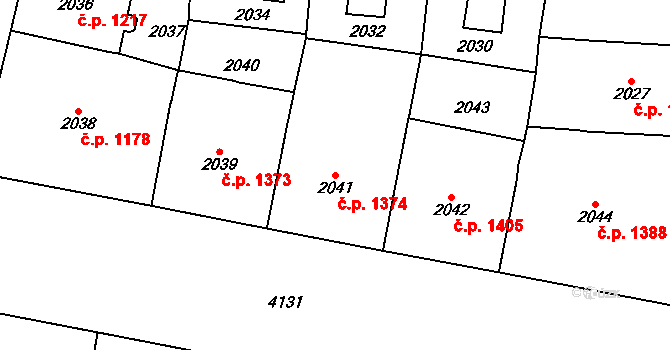 Vinohrady 1374, Praha na parcele st. 2041 v KÚ Vinohrady, Katastrální mapa