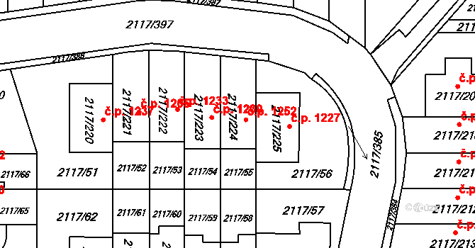 Chodov 1252, Praha na parcele st. 2117/224 v KÚ Chodov, Katastrální mapa