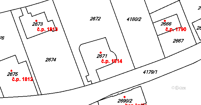 Dejvice 1814, Praha na parcele st. 2671 v KÚ Dejvice, Katastrální mapa