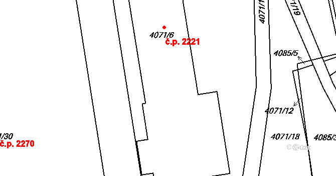 Libeň 2221, Praha na parcele st. 4071/6 v KÚ Libeň, Katastrální mapa