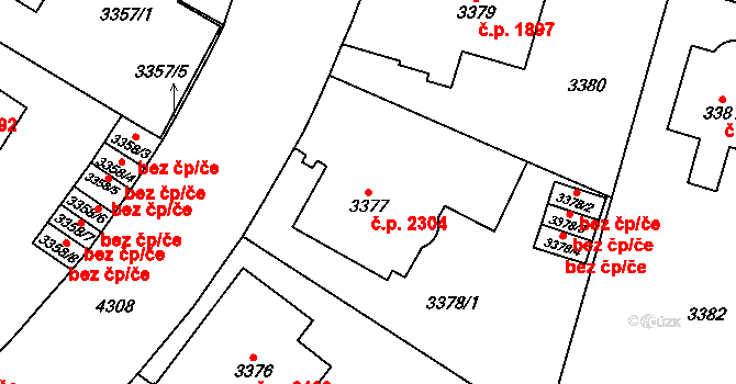 Vinohrady 2304, Praha na parcele st. 3377 v KÚ Vinohrady, Katastrální mapa