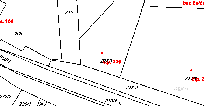 Sedlčany 336 na parcele st. 216/1 v KÚ Sedlčany, Katastrální mapa