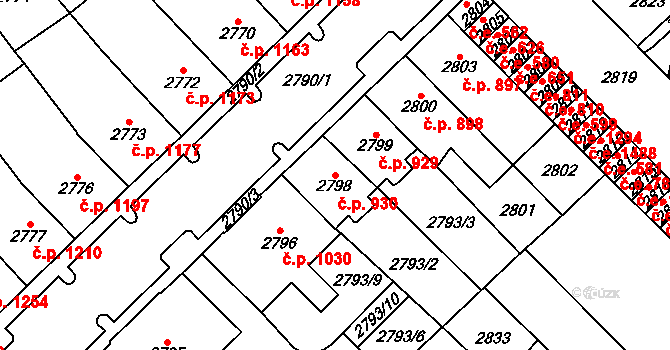 Chomutov 930 na parcele st. 2798 v KÚ Chomutov I, Katastrální mapa