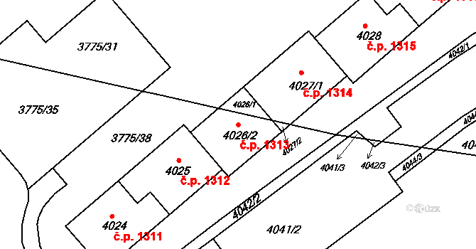 Jirkov 1313 na parcele st. 4026/2 v KÚ Jirkov, Katastrální mapa