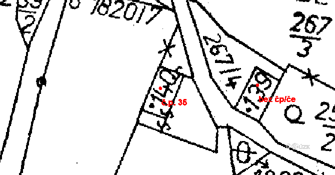 Žibřidice 35, Křižany na parcele st. 140 v KÚ Žibřidice, Katastrální mapa