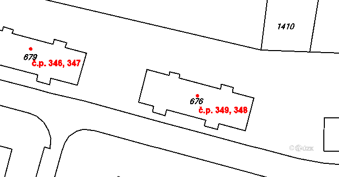Žacléř 348,349 na parcele st. 676 v KÚ Žacléř, Katastrální mapa