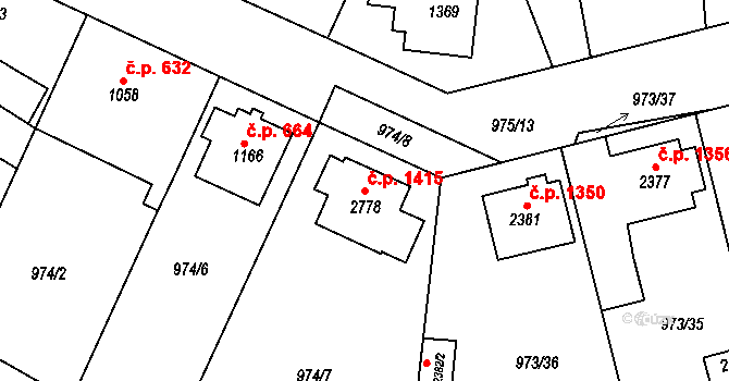 Pražské Předměstí 1415, Hradec Králové na parcele st. 2778 v KÚ Pražské Předměstí, Katastrální mapa