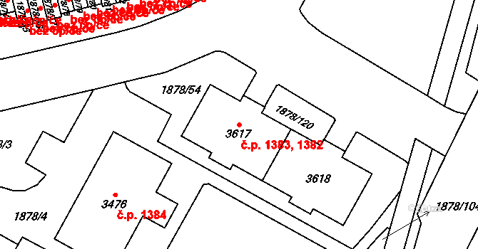 Bolevec 1382,1383, Plzeň na parcele st. 3617 v KÚ Bolevec, Katastrální mapa