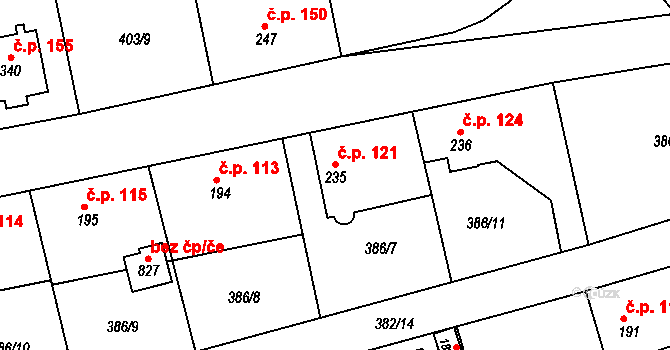 Vyžlovka 121 na parcele st. 235 v KÚ Vyžlovka, Katastrální mapa