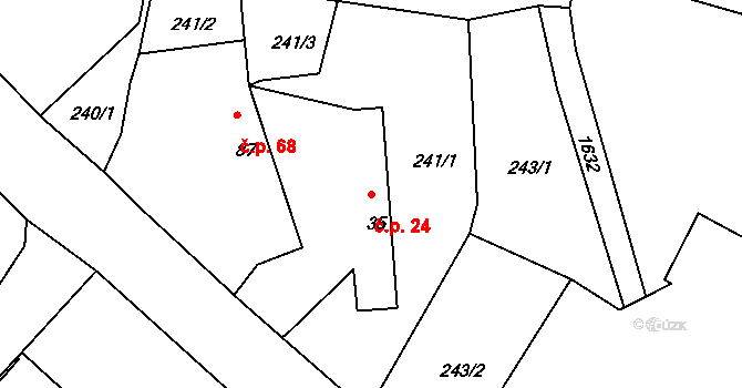 Hůrky 24, Lišov na parcele st. 35 v KÚ Hůrky u Lišova, Katastrální mapa