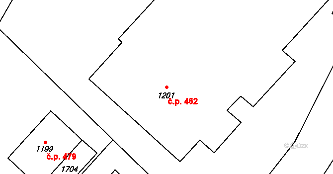 Rokytnice 462, Vsetín na parcele st. 1201 v KÚ Rokytnice u Vsetína, Katastrální mapa