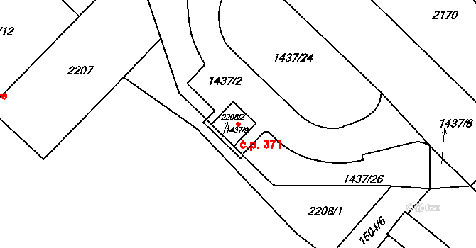 Koloveč 371 na parcele st. 1437/9 v KÚ Koloveč, Katastrální mapa