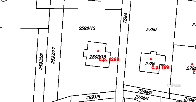 Poruba 1268, Orlová na parcele st. 2593/16 v KÚ Poruba u Orlové, Katastrální mapa