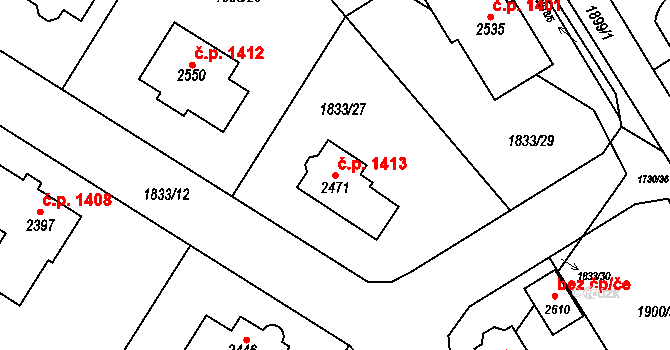 Uničov 1413 na parcele st. 2471 v KÚ Uničov, Katastrální mapa