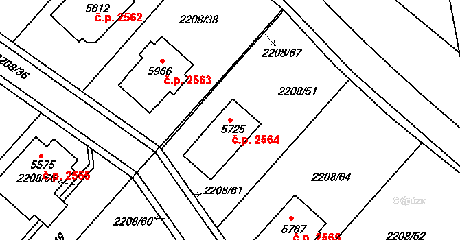 Rakovník II 2564, Rakovník na parcele st. 5725 v KÚ Rakovník, Katastrální mapa