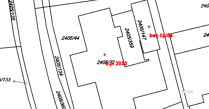 Pelhřimov 2033 na parcele st. 2405/72 v KÚ Pelhřimov, Katastrální mapa