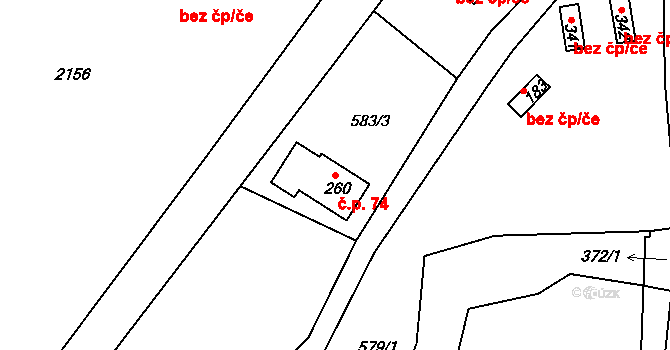 Albeř 74, Nová Bystřice na parcele st. 260 v KÚ Albeř, Katastrální mapa