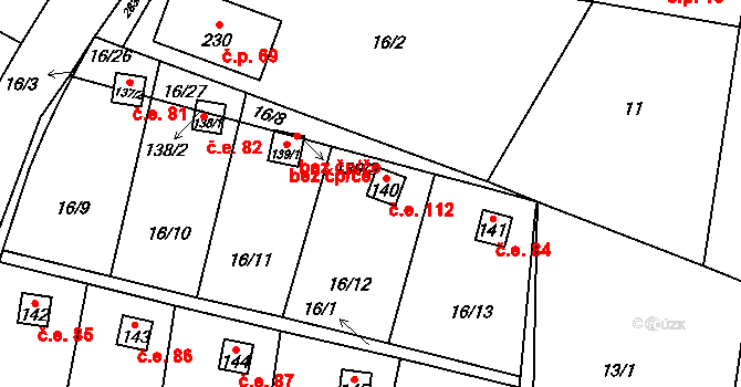 Zborná 112, Jihlava na parcele st. 140 v KÚ Zborná, Katastrální mapa