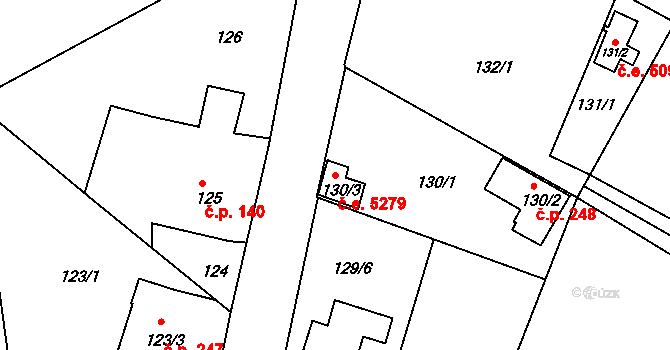 Antonínův Důl 5279, Jihlava na parcele st. 130/3 v KÚ Antonínův Důl, Katastrální mapa