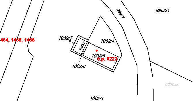 Poruba 6223, Ostrava na parcele st. 1002/5 v KÚ Poruba, Katastrální mapa