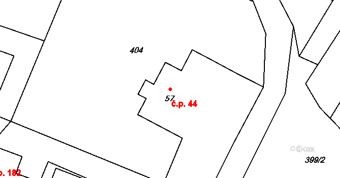 Dětřichov nad Bystřicí 44 na parcele st. 57 v KÚ Dětřichov nad Bystřicí, Katastrální mapa
