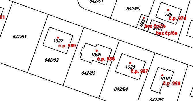 Bašť 988 na parcele st. 1008 v KÚ Bašť, Katastrální mapa
