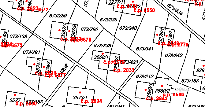 Zlín 6579 na parcele st. 3568/1 v KÚ Zlín, Katastrální mapa