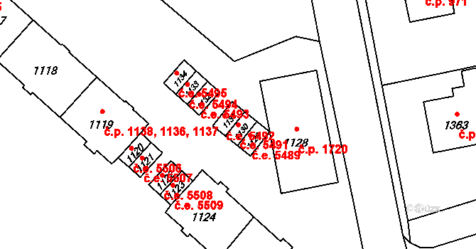 Kadaň 5491 na parcele st. 1130 v KÚ Kadaň, Katastrální mapa