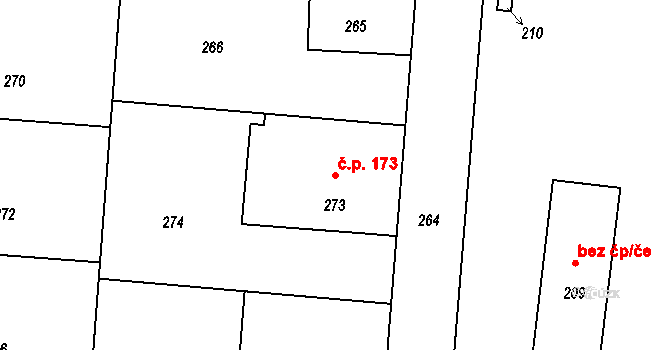Netvořice 173 na parcele st. 273 v KÚ Netvořice, Katastrální mapa