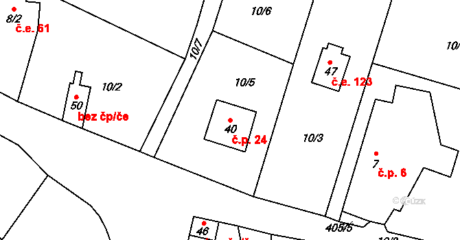 Beranova Lhota 24, Chotoviny na parcele st. 40 v KÚ Beranova Lhota, Katastrální mapa