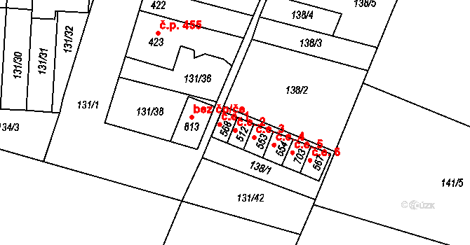 Lenešice 1 na parcele st. 568 v KÚ Lenešice, Katastrální mapa