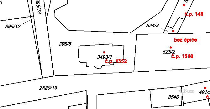 Humpolec 1352 na parcele st. 3493/1 v KÚ Humpolec, Katastrální mapa