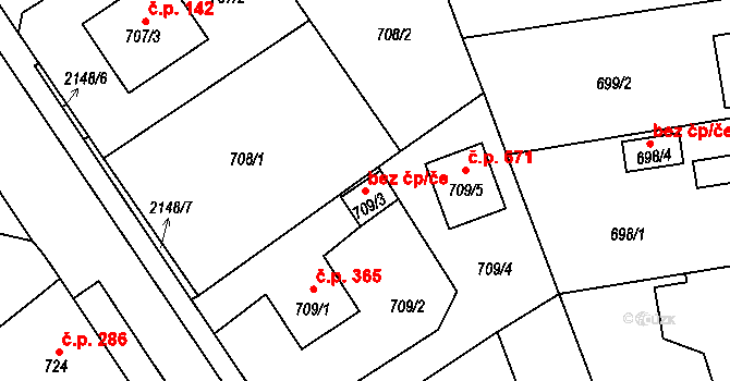 Dolní Benešov 38066491 na parcele st. 709/3 v KÚ Dolní Benešov, Katastrální mapa