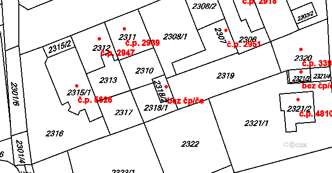 Chomutov 39082491 na parcele st. 2318/2 v KÚ Chomutov II, Katastrální mapa