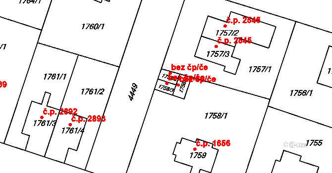 Teplice 39148491 na parcele st. 1758/3 v KÚ Teplice, Katastrální mapa