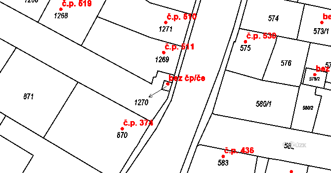 Kosmonosy 39296491 na parcele st. 1270 v KÚ Kosmonosy, Katastrální mapa