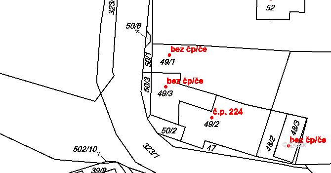 Průhonice 39597491 na parcele st. 49/3 v KÚ Hole u Průhonic, Katastrální mapa