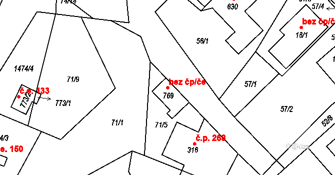 Raškovice 40348491 na parcele st. 769 v KÚ Raškovice, Katastrální mapa