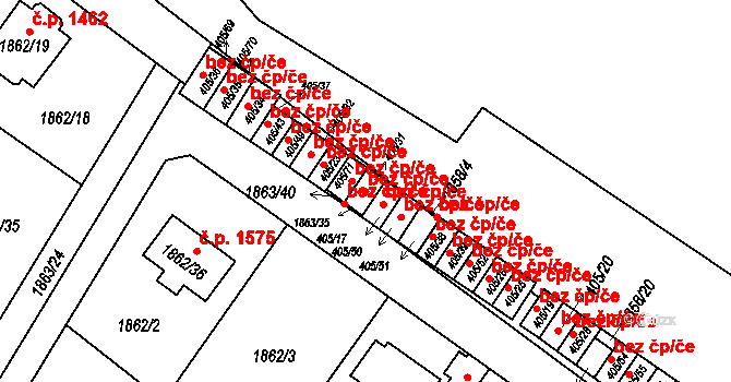 Praha 40470491 na parcele st. 405/31 v KÚ Radotín, Katastrální mapa