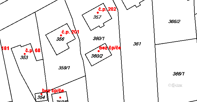 Sobotín 41618491 na parcele st. 360/2 v KÚ Sobotín, Katastrální mapa