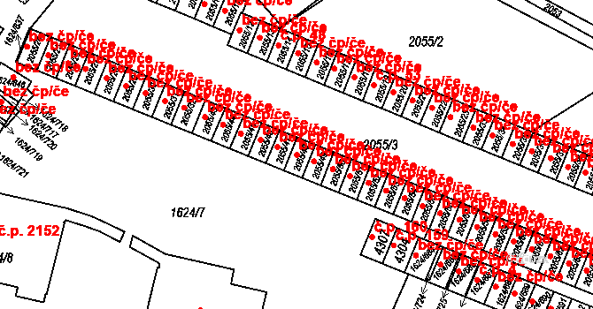 Mizerov 702, Karviná na parcele st. 2055/48 v KÚ Karviná-město, Katastrální mapa