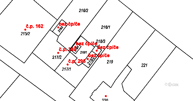 Bohumín 43959491 na parcele st. 218/3 v KÚ Pudlov, Katastrální mapa