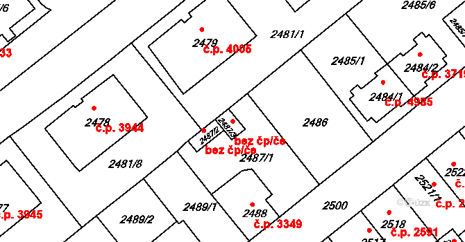 Chomutov 45029491 na parcele st. 2487/3 v KÚ Chomutov II, Katastrální mapa