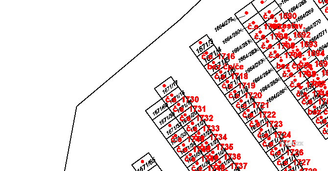 Bílina 45032491 na parcele st. 1671/17 v KÚ Bílina, Katastrální mapa