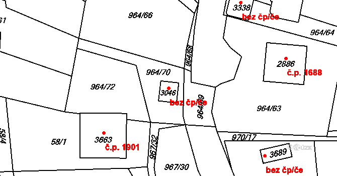 Choceň 45504491 na parcele st. 3046 v KÚ Choceň, Katastrální mapa