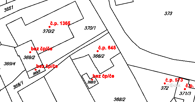 Ludgeřovice 645 na parcele st. 366/2 v KÚ Ludgeřovice, Katastrální mapa