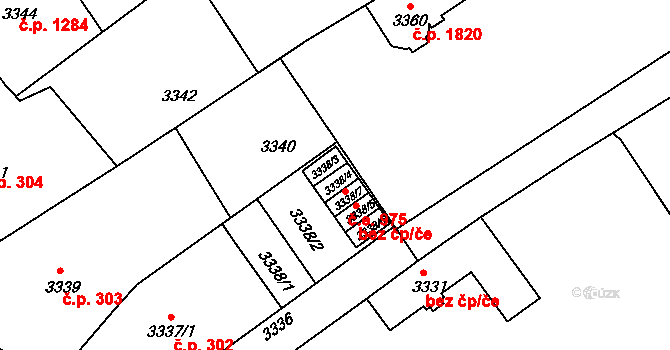 Brno 45556491 na parcele st. 3338/4 v KÚ Černá Pole, Katastrální mapa